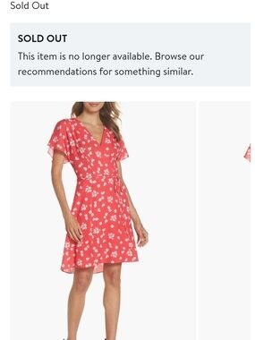 French Connection Coral Floral Wrap Mini Dress